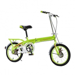 LinGo Plegables Bicicleta Plegable 16 Pulgadas Bicicleta Portátil Unisexo Bicicleta Ligera Plegado Rápido Bicicleta De Viaje Para Estudiantes Adultos De La Ciudad No Se Requiere Ensamblaje, verde, L