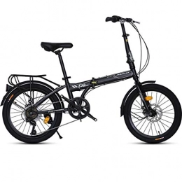 Chang Xiang Ya Shop Plegables Bicicleta plegable 20 pulgadas Adulto de velocidad variable coche bicicleta choque Montaña absorbedor bicicleta de carga 90kg 7 velocidades ( Color : Black , Size : 153*36*110cm )
