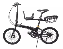 Kcolic Bicicleta Bicicleta Plegable 20 Pulgadas, Bicicleta Plegable Aluminio Ligera 7 Velocidades Con Asiento Para Niños, Cómoda Bicicleta Urbana Ajustable, Marco Aluminio, Bicicleta Viaje Al Aire Libre D, 20inch
