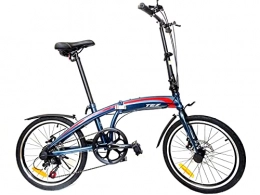 Bicicleta plegable, 20 pulgadas cómodos y ligeros frenos de disco de 7 velocidades 5'2" 6' Unisex (azul)
