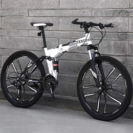 GASLIKE Bicicleta Bicicleta plegable Bicicleta de montaña Bicicleta para adultos, Suspensin completa Bicicleta plegable MBT Bicicleta, Marco de acero de alto carbono, Freno de disco de acero, A, 24 inch 21 speed