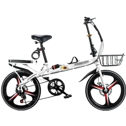 JAMCHE Bicicleta Bicicleta plegable, bicicleta de montaña plegable, bicicleta plegable de acero con alto contenido de carbono, bicicleta con suspensión, con freno de disco doble, bicicleta urbana fácil de plegar, par