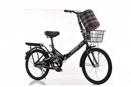 DYM Plegables Bicicleta Plegable Bicicleta de Mujer de 20 Pulgadas Bicicleta Ligera y portátil sin instalación con Cesta de Carga de 120 kg(Color:Black, Size:Air Transport)