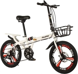 JAMCHE Bicicleta Bicicleta plegable Bicicleta plegable con 7 velocidades, freno de disco doble de 20 pulgadas, bicicleta urbana fácil de plegar de acero con alto contenido de carbono, con portaequipajes trasero, guar