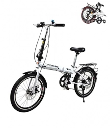 DYM Plegables Bicicleta Plegable Bicicleta Urbana de 20 '', cómoda de 7 velocidades con Estante, Freno de Disco, Bicicleta portátil para Estudiantes Masculinos y Femeninos Que viajan(Color:White, Size:20inch)