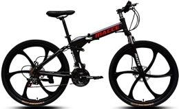DPCXZ Bicicleta Bicicleta Plegable Bikes, 21 Velocidades Bicicleta Plegable Cuadro Aluminio Ruedas, Bicicleta Montaña Bicicleta Retro De Ciudad Para Trabajo Ligero Unisex black, 26 inches