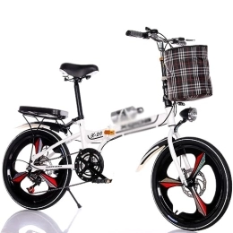 POSTEGE Plegables Bicicleta plegable City Bike / Bicicleta plegable en 20 pulgadas / Adecuada para Mass Bike para niñas / niños / Hombres y mujeres Gear Bike / Llantas duraderas, envío con luz trasera y cesta para automóvil B