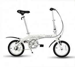 GUI Bicicleta Bicicleta Plegable Cómodo Mini Ultraligero de aleación de Aluminio de 14 Pulgadas, transmisión Interna, Bicicleta de 3 velocidades, Estudiante Adulto, Hombre y Mujer, Blanco Plateado