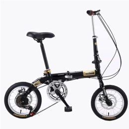 YUNYHAO Bicicleta Bicicleta Plegable De 14 Pulgadas, Bicicleta Compacta Portátil para Estudiantes De 5 Velocidades, Bicicleta Urbana Ligera para Niños Y Niñas (Color : Black)