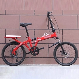 Mltdh Bicicleta Bicicleta plegable de 16 / 20 pulgadas, instalación gratuita, bicicleta de velocidad de la variable de estudiante, diseño de absorción de doble descarga, hombres adultos y mujeres enérgicas , Rojo, 16inch