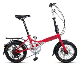 RatsCh Bicicleta Bicicleta plegable de 16 pulgadas, modelos for hombres y mujeres, bicicleta plegable ligera, bicicleta for adultos, Mini coche de velocidad, bicicleta plegable con freno de disco doble ( Color : Orang