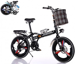 XQIDa durable Bicicleta Bicicleta Plegable de 20 Pulgadas, 3 Ruedas de Corte Antideslizante Neumáticos Bicicleta Urbana Plegable Frenos de Doble Disco Adecuado para Adultos Mujeres y Adolescentes Foldable Bicycle / Negro