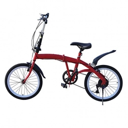 Futchoy Plegables Bicicleta plegable de 20 pulgadas, 7 velocidades, frenos en V dobles, color rojo