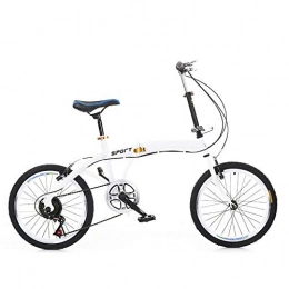 TFCFL Plegables Bicicleta plegable de 20 pulgadas, bicicleta de montaña, 7 velocidades, palanca de cambio, plegable, altura ajustable, para camping, bicicleta, color blanco