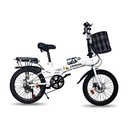 MAYIMY Bicicleta Bicicleta Plegable de 20 Pulgadas Bicicleta portátil Ultraligera Freno de Disco de Velocidad Variable absorción de Impactos jóvenes Estudiantes Masculinos (Color:White, Size:Air Transport)