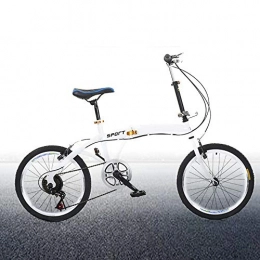 Fetcoi Bicicleta Bicicleta plegable de 20 pulgadas, color blanco, 7 marchas, plegable, con freno en V
