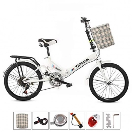 GHP Bicicleta Bicicleta plegable de 20 pulgadas con asiento ajustable y ligero, porttil, ajustable, de velocidad variable, para estudiantes, para hombres y mujeres