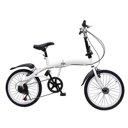 Fetcoi Bicicleta Bicicleta plegable de 20 pulgadas de 7 velocidades, bicicleta blanca para adultos y estudiantes de velocidad variable 44T con doble freno en V
