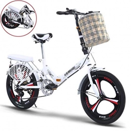 Folding Bikes Bicicleta Bicicleta plegable de 20 pulgadas de velocidad para estudiantes, viajes, bicicleta de una rueda, ultraligera, porttil, para adultos, amortiguador, bicicleta de montaña, color Blanco, tamao 51 cm