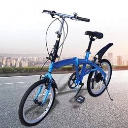 Kaibrite Plegables Bicicleta plegable de 20 pulgadas, marco de acero al carbono, 7 velocidades, altura del asiento ajustable hasta 90 kg, color azul para deportes al aire libre