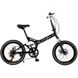 YSHUAI Plegables Bicicleta Plegable De 20 Pulgadas Para Los Hombres Y Mujeres Adultos, Mini Bicicleta Plegable Ligera Con Velocidad Variable, Frenos De Doble Disco, Para Los Estudiantes En Entornos Urbanos, Negro
