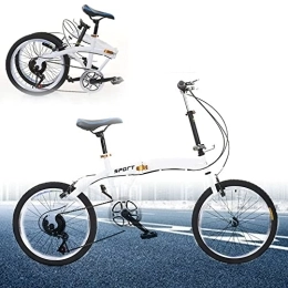 Futchoy Bicicleta Bicicleta plegable de 20 pulgadas, plegable, 7 velocidades, ajustable, doble freno en V