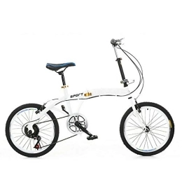 TFCFL Bicicleta Bicicleta plegable de 20 pulgadas, plegable, 7 velocidades, ajustable, doble freno en V, color blanco