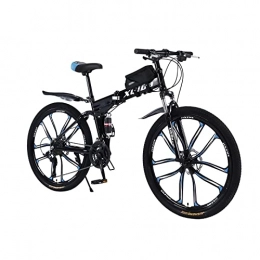 Bicicleta Plegable de 26 Pulgadas Bicicleta de montaña y 27 velocidades ，Plegable Cuadro Fibra de Carbono con Bolsa de Bicicleta Freno de Disco Bicicleta Urbana Carretera（Spot Europeo）