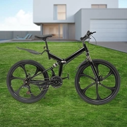 BuRuiYoten Plegables Bicicleta plegable de 26 pulgadas para bicicleta de montaña de 21 velocidades MTB bicicleta plegable de radios de acero rico en carbono frenos de doble disco de suspensión completa