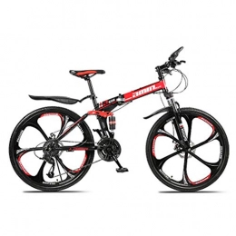 FTFDTMY Bicicleta Bicicleta plegable de 26 pulgadas para Unisex portátil para viajeros de bicicleta de regalo de coche al aire libre de estilo libre, Black red, 27 speed