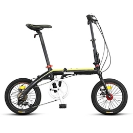 HerfsT Plegables Bicicleta plegable de 7 velocidades para ciudad, mini bicicleta compacta, bicicleta para adultos, hombres, mujeres, estudiantes, trabajadores de oficina, bicicleta plegable de 16 pulgadas, marco de a