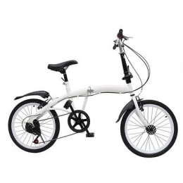 BuRuiYoten Plegables Bicicleta plegable de acero al carbono, altura ajustable, con palanca de cambios de 7 velocidades, color blanco, doble freno en V plegable, bicicleta de ciudad, para adultos, freno en V de 20