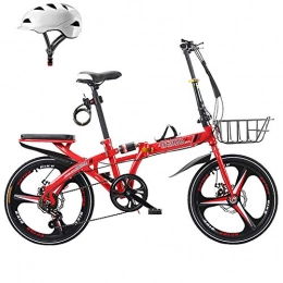JACK'S CAT Plegables Bicicleta plegable de acero al carbono de 16 / 20 pulgadas, mini bicicleta porttil de ciudad de velocidad variable, bicicleta para estudiantes con canasta delantera y amortiguador, rojo, 16in