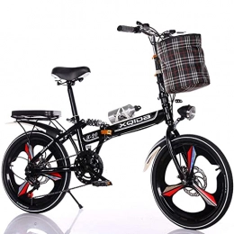 Bicicleta Plegable de Aluminio Ligero de 20 Pulgadas Bicicleta Plegable Hombres-Mujeres Bicicletas Plegables de 6 Engranajes Bicicleta de Ciudad Sistema de Plegado rápido Black