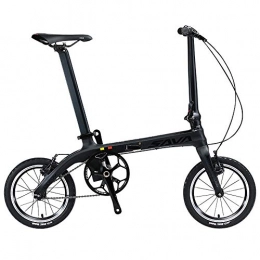 AI CHEN Bicicleta Bicicleta Plegable de Fibra de Carbono de una Sola Velocidad Hombres y Mujeres Adulto Commuter Car Four Palin Flower Drum 14 Pulgadas
