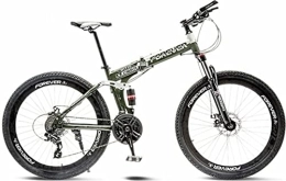 DPCXZ Bicicleta Bicicleta Plegable De Montaña Para Adultos De 21 Velocidades, Suspensión Delantera MTB De 26 Pulgadas, Ruedas De Absorción De Golpes, Bicicleta Para Hombre Y Mujer green, 24 inches