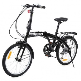 MuGuang Bicicleta Bicicleta plegable de MuGuang, 20 pulgadas, 7 marchas, con lámpara de batería LED, soporte trasero, plegable, color negro