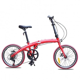 JustSports1 Bicicleta Bicicleta Plegable De Velocidad Variable De 20 Pulgadas Bicicleta Plegable Tándem De Ciudad Bicicleta De Ciudad Con Frenos De Doble Disco Para Montar Al Aire Libre Para Adultos Unisex(Color:rojo)