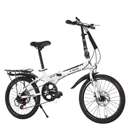 JF Plegables Bicicleta plegable de velocidad variable, ruedas de 20 pulgadas, estante de transporte trasero, aleación de aluminio ultraligera y bicicleta de freno de disco portátil, absorción de impactos, vehícu