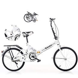 Yajun Bicicleta Bicicleta Plegable Estudiante Bikes Adulto Multifuncional Bicicleta Amortiguadora Hombres Y Mujeres Bicicletas Portátil Ultraligera 16 / 20 Pulgadas, White, 16-Inch