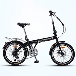 Bicicleta Plegable for Adultos Hombres y Mujeres 7 Velocidad Ligera Mini Bicicleta Plegable con Freno de Disco (Negro)