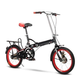 D&XQX Bicicleta Bicicleta Plegable, Ligero de Acero al Carbono Bicicleta Plegable de la Ciudad - 16 Pulgadas de Hombres y de Mujeres Doble V Freno Amortiguador de Velocidad Variable portátil de Bicicletas, Negro