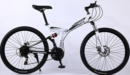 DPCXZ Plegables Bicicleta Plegable Mini Bicicleta Plegable De 26 Pulgadas De Velocidad Variable Hombres Mujeres Bicicleta Montaña Adulto Estudiantes Niños Al Aire Libre Deporte De La Bici White, 24 inches