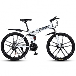 MSG ZY Bicicleta Bicicleta plegable MTB, cuadro de acero con alto contenido de carbono, bicicleta todo terreno de 26 ", 24-27 V, rueda de 10 radios, bicicleta de montaña con doble suspensión y freno de disco doble