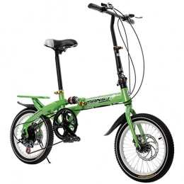 ALUNVA Bicicleta Bicicleta Plegable para Adultos, 20 Pulgadas Acero Al Carbono Bicicleta Portátil, Mini City Plegable Bicicleta, Freno De Disco Hidráulico-Verde 130x110cm(51x43inch)