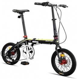 NOLOGO Plegables Bicicleta plegable para adultos, bicicleta compacta plegable de 16 pulgadas, 7 velocidades, súper compacta, ligera, plegable, marco reforzado, amarillo (color: amarillo)