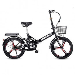 HYCR Plegables Bicicleta plegable para adultos de 20 pulgadas, marco de acero al carbono engrosado, bicicleta ligera de velocidad variable para estudiantes masculinos y femeninos, adecuada para entornos urbanos-blac