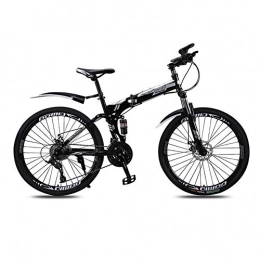 HYCR Plegables Bicicleta plegable para adultos de 24 / 26 pulgadas, bicicleta de campo traviesa con doble amortiguacin, bicicleta ligera de velocidad variable para estudiantes masculinos y femeninos-black-26inch