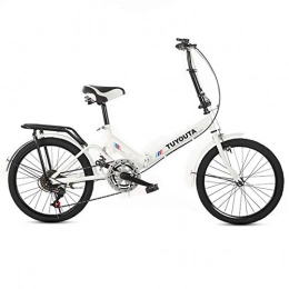 ALUNVA Bicicleta Bicicleta Plegable para Adultos, Estructura Ligera De Acero Al Carbono Bicicleta Compacta, Velocidad Variable Bicicleta City Commuter, 20 Pulgadas con Fenders-Blanco 1 91x111cm(36x44inch)