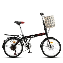 DODOBD Bicicleta Bicicleta Plegable para Hombres y Mujeres, Bici 20 Pulgadas Adulto con Frenos de Disco Dobles de Velocidad Variable para Trabajo Ligero con Luces Traseras y Canasta para Automóvil